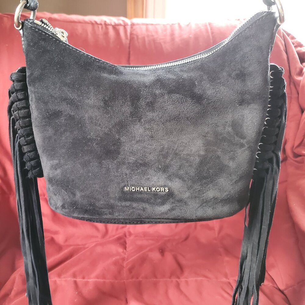 Michael Kors Billy Medium Suede and Leather Fringe Messenger Bag